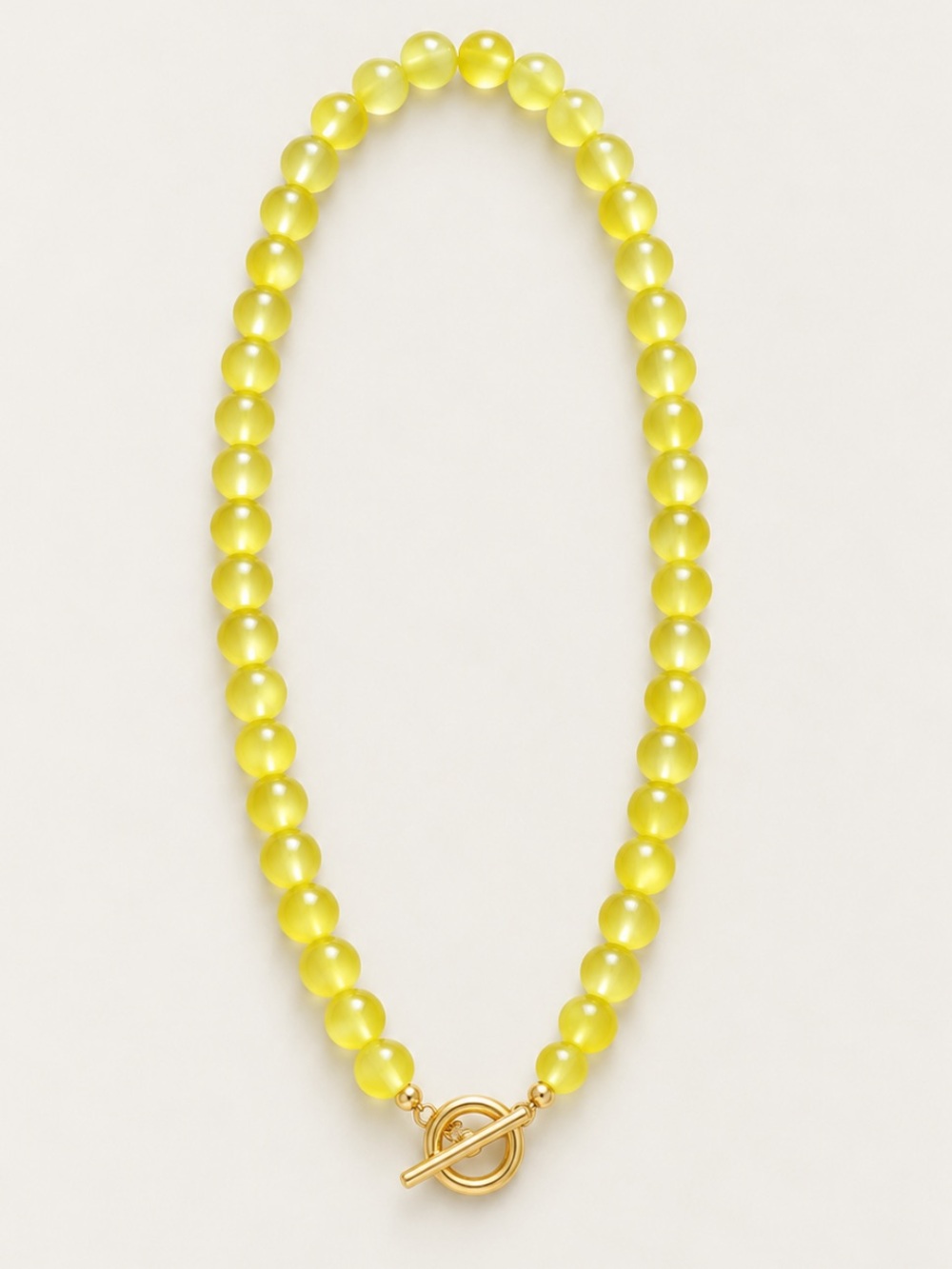 New! Colorful Yellow Beaded Gold Toggle Dopamine Necklace NWOT